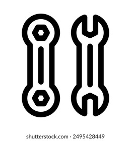 icono de llave inglesa con contorno de estilo