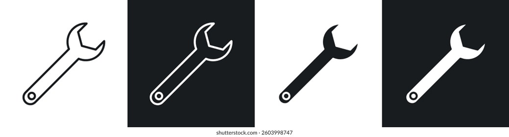 Wrench icon symbol collection on white background.