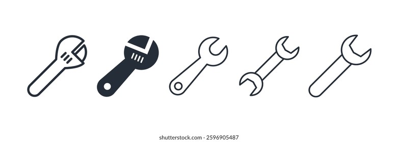 Wrench icon symbol vector sign isolated on white background illustration for graphic and web design