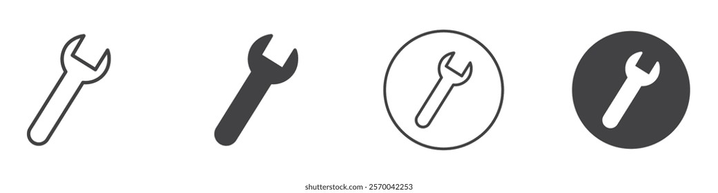 Wrench icon Thin line art isolated