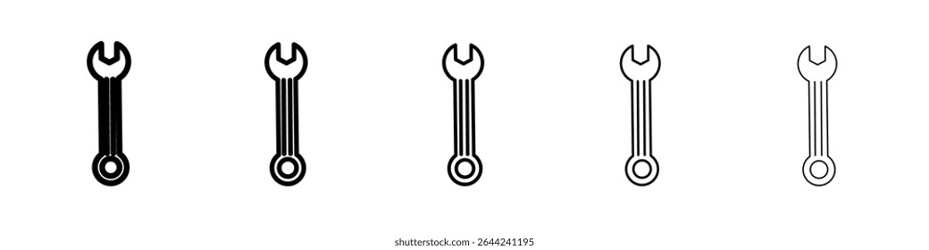 Wrench icon thin outline logo mark set
