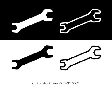 Wrench icon. Tool for assembling mechanisms, connecting nuts and bolts. Symbol of repair, service or production of equipment. Attribute of a master, auto repair shop or factory.