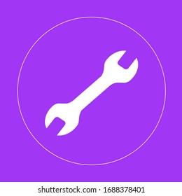 Wrench icon in trendy flat style isolated on red background. Vector illustration, EPS 10.