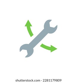 wrench icon, turns, vector illustration