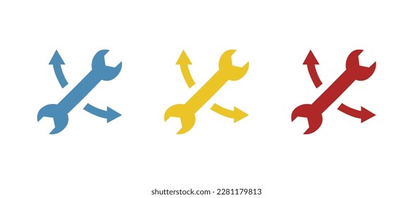 wrench icon, turns, vector illustration