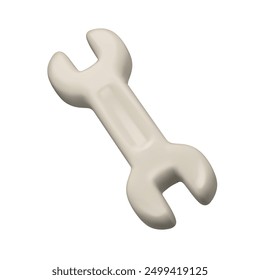 Schraubenschlüssel-Symbol, Vektor 3d. Werkzeugschlüssel einzeln auf weißem Hintergrund. Cartoon-Illustration