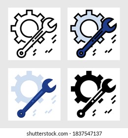 Diseño de vectores de iconos de llave en forma de llenado, delgado, contorno y plano.