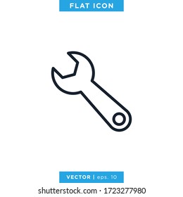 Wrench Icon Vector Design Template. Editable Stroke