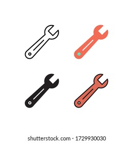 wrench icon vector with different style design. isolated on white background