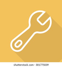 Wrench icon - vector, eps10 (line icon, long shadow)