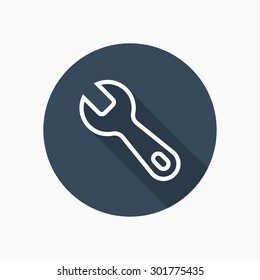 Wrench icon - vector, eps10 (line icon, long shadow)