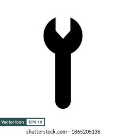 wrench icon. Vector flat black symbol on white background