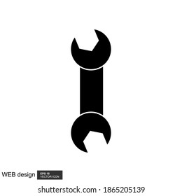 wrench icon. Vector flat black symbol on white background