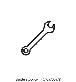 Wrench icon vector.  Flat design style on white background.