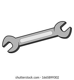 Wrench icon in vector format. Wrench in black colour with white background. Wrench symbol in simple form. Flat illustration of wrench vector icon. Wrenches sign symbol. 3d wrenches vector design. 