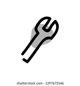 Wrench icon. Vector hand drawn illustration. Line symbol