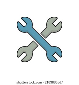 Wrench Icon Vector Illustration Logo Template For Many Purpose. Isolated On White Background. Full Color Cartoon.