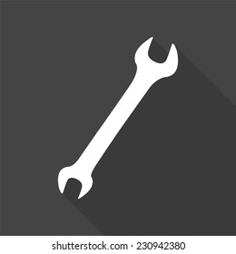 wrench icon - vector illustration with long shadow isolated on gray 