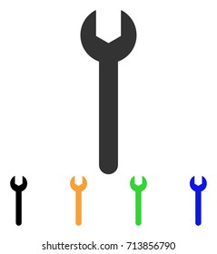 Wrench icon. Vector illustration style is a flat iconic wrench symbol with black, gray, green, blue, yellow color versions. Designed for web and software interfaces.