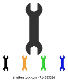 Wrench icon. Vector illustration style is a flat iconic wrench symbol with black, gray, green, blue, yellow color versions. Designed for web and software interfaces.