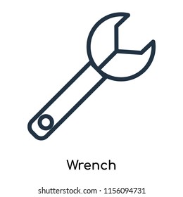 Wrench icon vector isolated on white background, Wrench transparent sign , thin symbols or lined elements in outline style