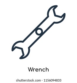 Wrench icon vector isolated on white background. thin symbols or lined elements in outline style