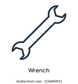 Wrench icon vector isolated on white background. thin symbols or lined elements in outline style