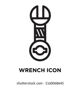 Wrench icon vector isolated on white background, Wrench transparent sign , line symbol or linear element design in outline style