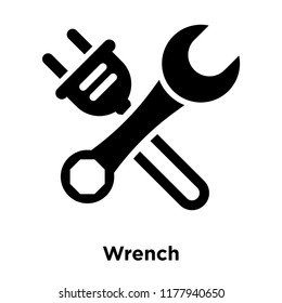 Wrench icon vector isolated on white background, logo concept of Wrench sign on transparent background, filled black symbol