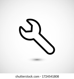Wrench icon. Vector icon wrench isolated on background. Illustration zoom wrench for mobile apps. Pictogram for web design. Minimalist style icon wrench. EPS 10 icon