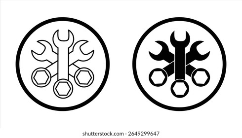 Vector de icono de llave aislado sobre fondo blanco. Símbolo de llave inglesa. Ilustración vectorial	