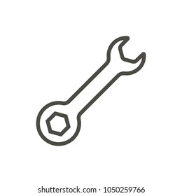 Wrench icon vector. Line spanner symbol. Trendy flat outline ui sign design. Thin linear graphic pictogram for web site, mobile application. Logo illustration. Eps10.