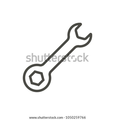 Wrench icon vector. Line spanner symbol. Trendy flat outline ui sign design. Thin linear graphic pictogram for web site, mobile application. Logo illustration. Eps10.