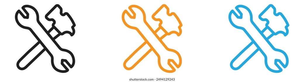 Wrench icon vector logo set collection for web app ui