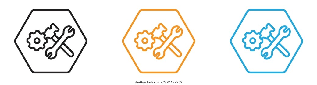 Wrench icon vector logo set collection for web app ui