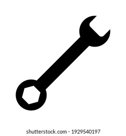 Wrench icon, vector wrench maintain logo, black sign isolated on white, bolt, rust, rust cleaner, technology repair service, arrangement, fixed sign concept, trendy style simple design, vector illustr