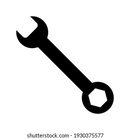 Wrench icon, vector wrench maintain logo, black sign isolated on white, bolt, rust, rust cleaner, technology repair service, arrangement, fixed sign concept, trendy style simple design, vector illustr