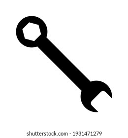 Wrench icon, vector wrench maintain logo, black sign isolated on white, bolt, rust, rust cleaner, technology repair service, arrangement, fixed sign concept, trendy style simple design, vector illustr