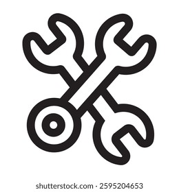 Wrench icon, vector wrench maintain logo, black sign isolated on white, bolt, rust, rust cleaner, technology repair service, arrangement, fixed sign concept, trendy style simple design, vector illustr
