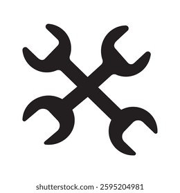 Wrench icon, vector wrench maintain logo, black sign isolated on white, bolt, rust, rust cleaner, technology repair service, arrangement, fixed sign concept, trendy style simple design, 10 EPS