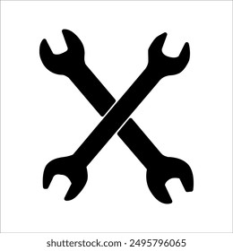 Wrench icon, vector wrench maintenance logo, black sign isolated on black, bolt, rust, rust remover, technology repair service, setup, fixed sign concept, trendy style simple design, vector illustrati