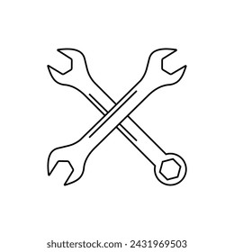 Wrench icon vector. outline isolated white background