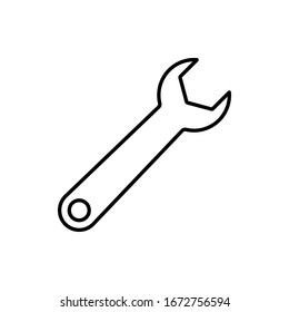 Wrench icon vector in outline style isolated