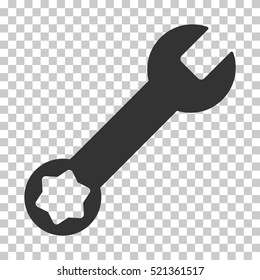 Wrench icon. Vector pictogram style is a flat symbol, gray color, chess transparent background. Designed for software and web interface toolbars and menus.