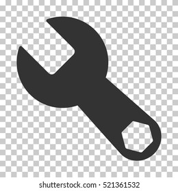 Wrench icon. Vector pictogram style is a flat symbol, gray color, chess transparent background. Designed for software and web interface toolbars and menus.