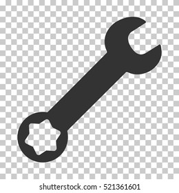 Wrench icon. Vector pictograph style is a flat symbol, gray color, chess transparent background. Designed for software and web interface toolbars and menus.