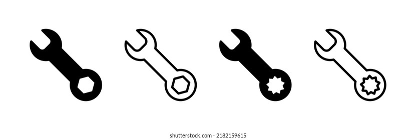 Vector de icono de llave. icono de reparación. símbolo y signo de herramientas