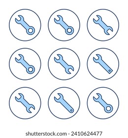 Schraubenschlüssel-Vektorgrafik. Reparatursymbol. Werkzeugzeichen und Symbol