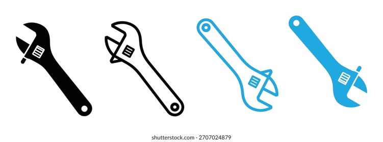Icono de la llave inglesa. Vector de reparación. signo y símbolo de herramientas. Icono de herramientas de reparación de llaves, gráficos de Vector de línea.