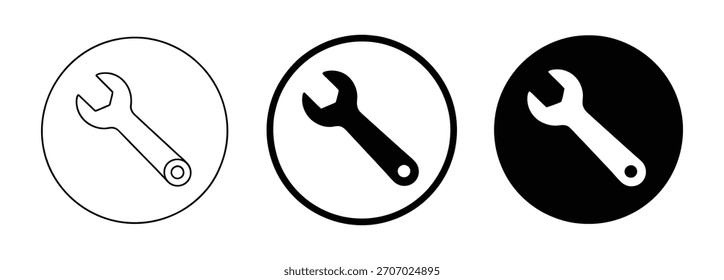 Icono de la llave inglesa. Vector de reparación. signo y símbolo de herramientas. Icono de herramientas de reparación de llaves, gráficos de Vector de línea.